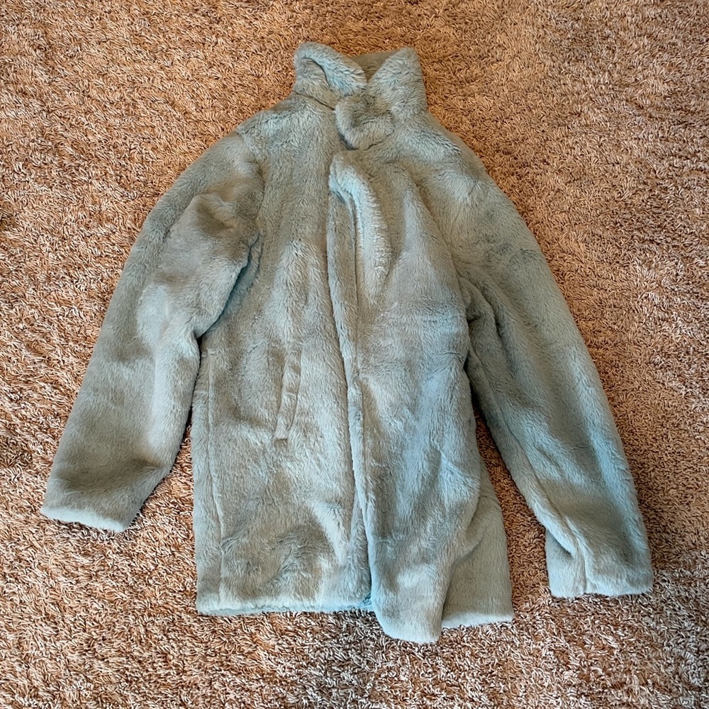 Faux fur turquoise jacket